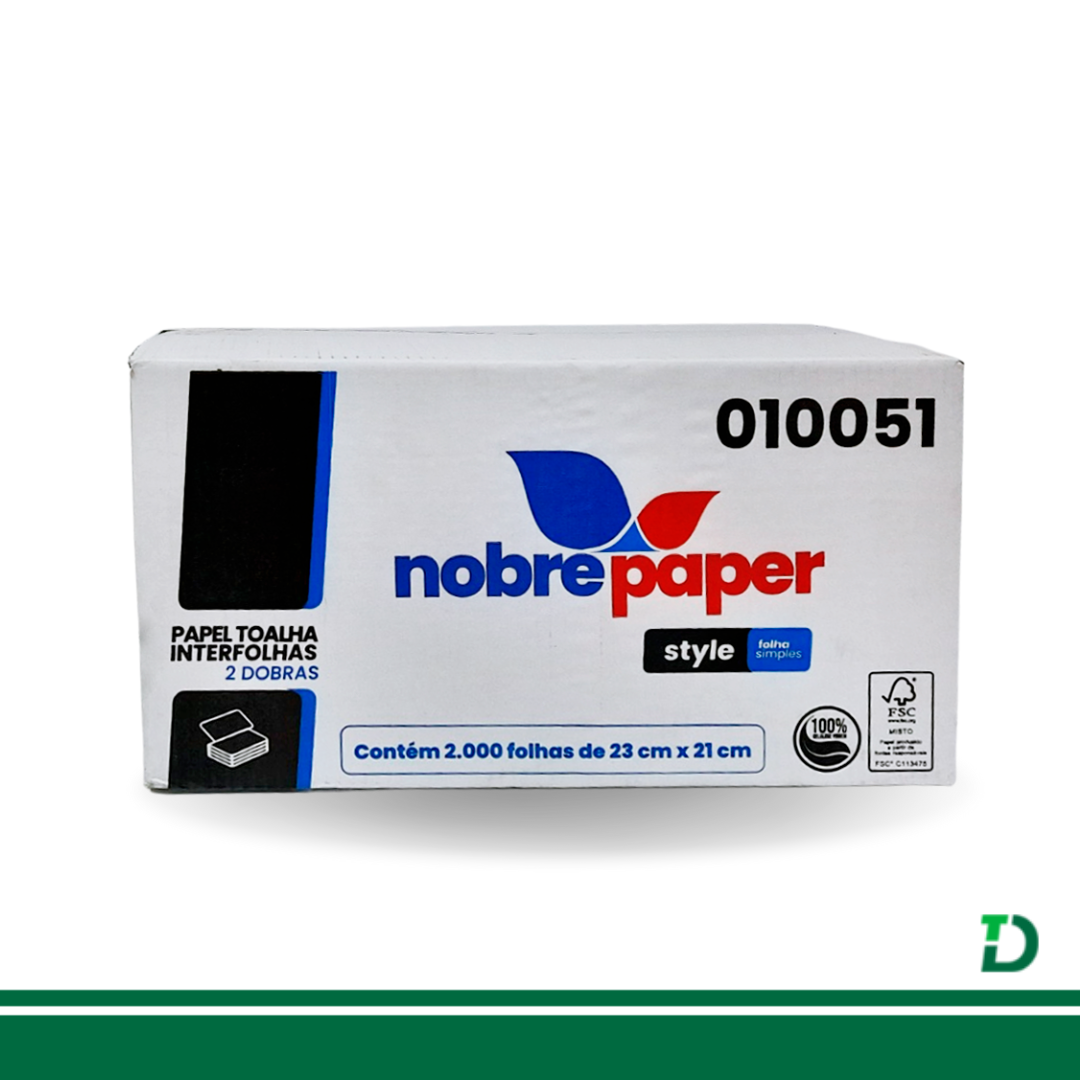 Interfolha NobrePaper Style 2D Branco 100% Celulose Virgem cx. c/ 2.000 Fls - Imagem 2