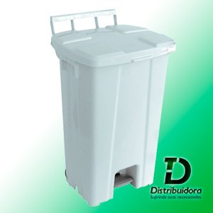 Cesto plástico quadrado com pedal aro interno e rodas 100 Litros JSN Ref: P100 - Imagem 2