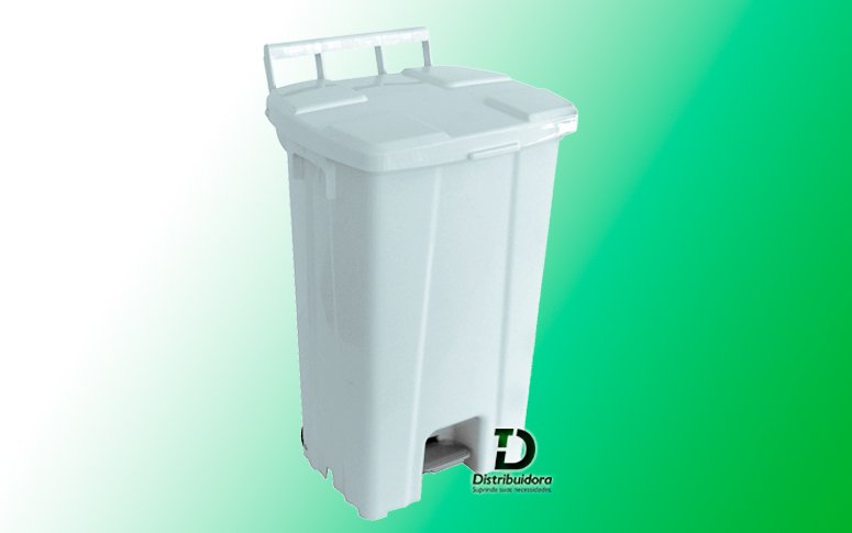 Cesto plástico quadrado com pedal aro interno e rodas 100 Litros JSN Ref: P100