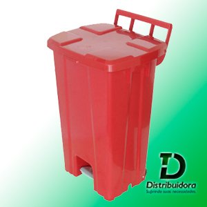 Cesto plástico quadrado com pedal aro interno e rodas 100 Litros JSN Ref: P100a - Imagem 2