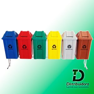 Conjunto para coleta seletiva c/ 06 cestos quadrados 60 Litros JSN Ref: ST18 - Imagem 2