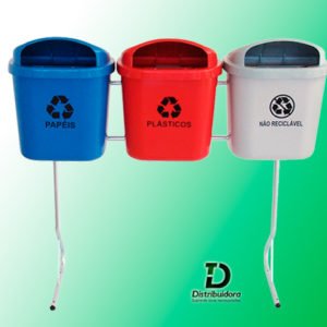 Conjunto para coleta seletiva com 3 cestos 40 Litros JSN Ref: ST4