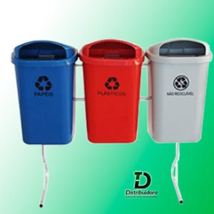 Conjunto para coleta seletiva com 03 cestos 50 Litros JSN Ref: ST9