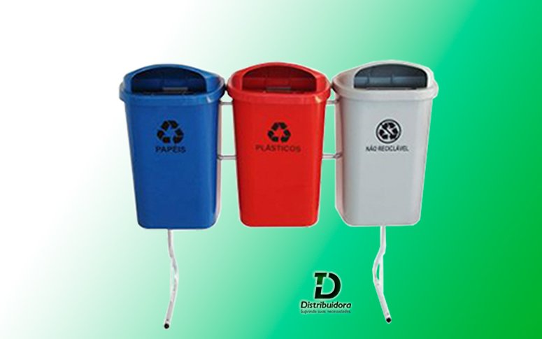Conjunto para coleta seletiva com 03 cestos 50 Litros JSN Ref: ST9