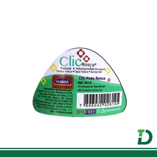 Pote de Plástico Redondo PLASÚTIL 1,0 litro Rosca Ref: 2614 - Imagem 2