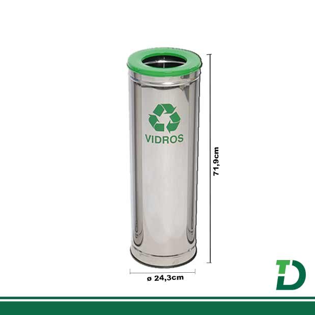 Lixeira Inox p/ Coleta Seletiva Aro Pintado 30 Litros JSN Ref: C30v Verde