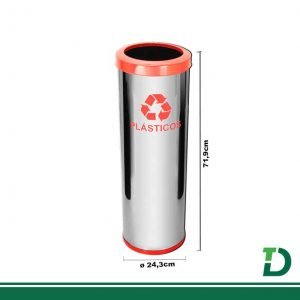 Lixeira Inox p/ Coleta Seletiva Aro Pintado 30 Litros JSN Ref: C30v Vermelho