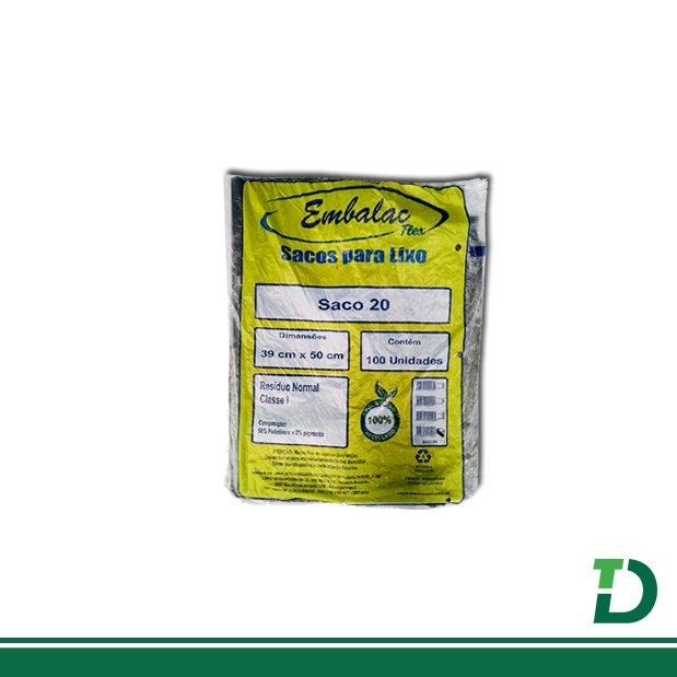 Saco de lixo Embalac 20 Litros com 100 unidades
