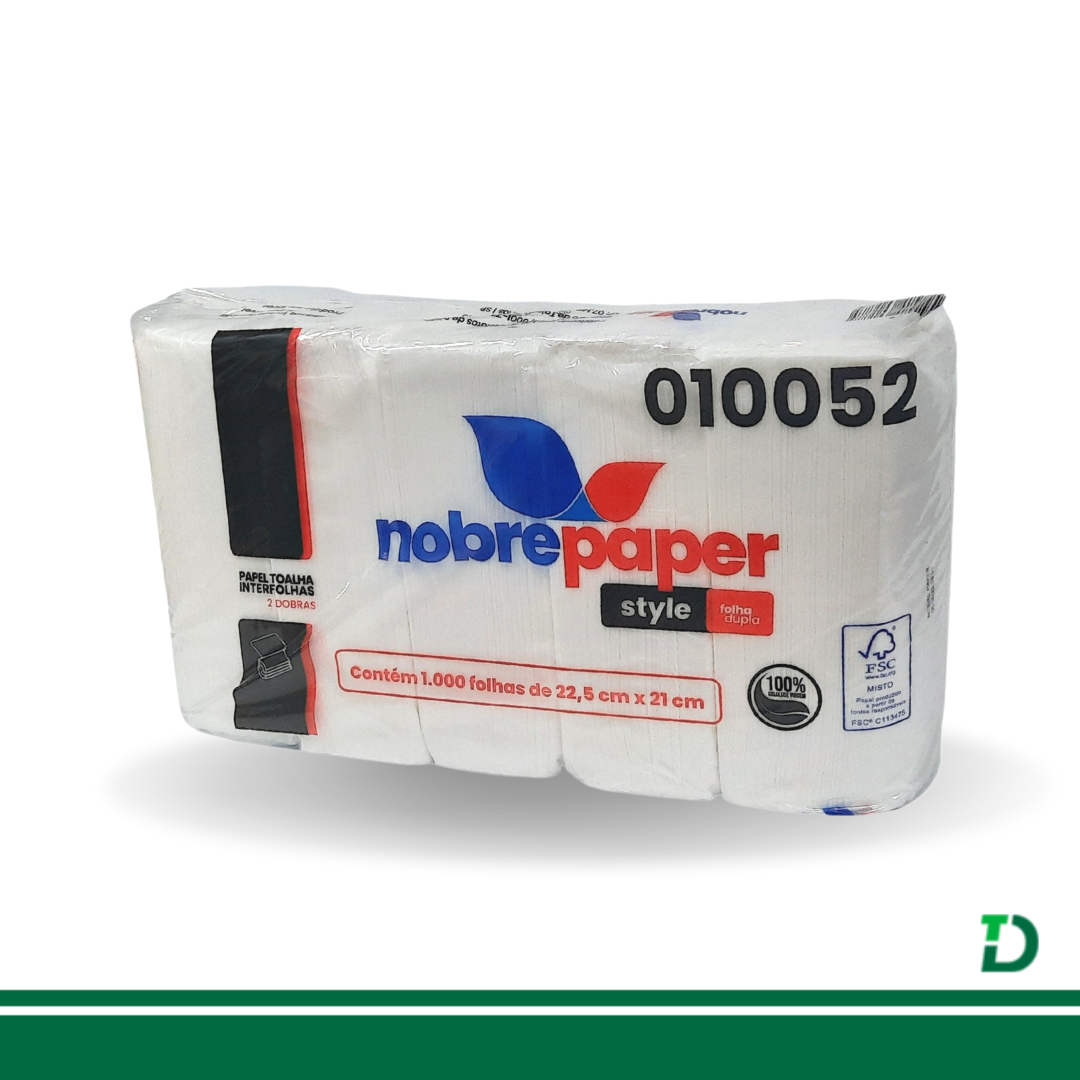 Interfolha NobrePaper Style 2D 100% Celulose Virgem 22,5cm x 21cm – Folha Dupla c/ 1.000