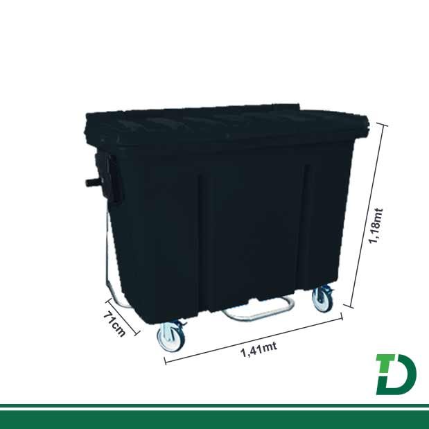 Contêiner Plástico 500 Litros LP com Pedal Preto