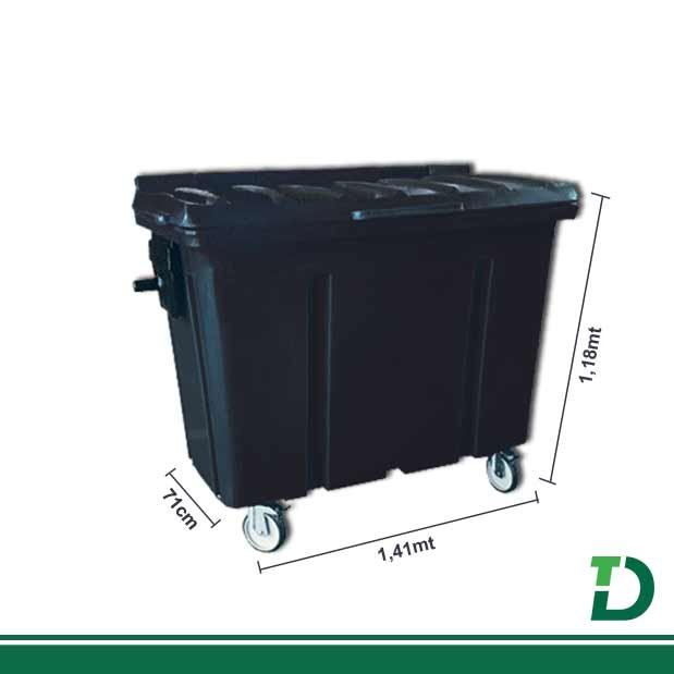 Contêiner Plástico 500 Litros LP sem Pedal Preto