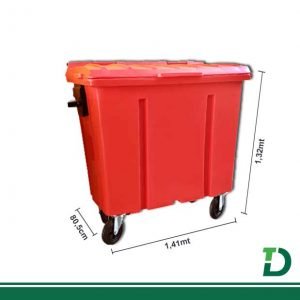 Contêiner Plástico 700 Litros LP sem Pedal Vermelho