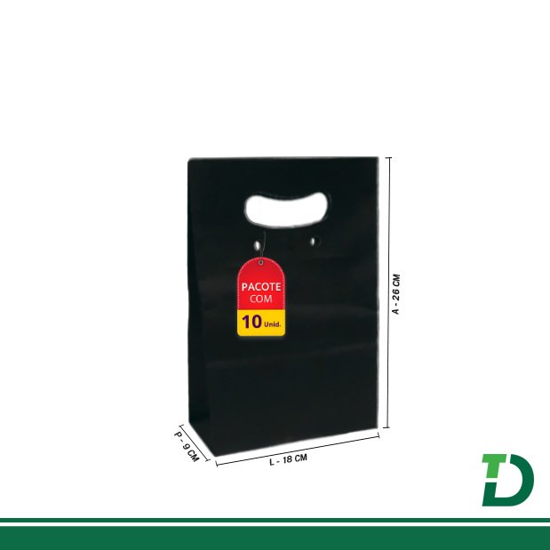 Sacola Kraft Boca de Palhaço Preta Ref: 001-BPP Pacote c/ 10 Unid.