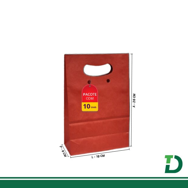 Sacola Kraft Boca de Palhaço Vermelha Ref: 001-BPV Pacote c/ 10 Unid.