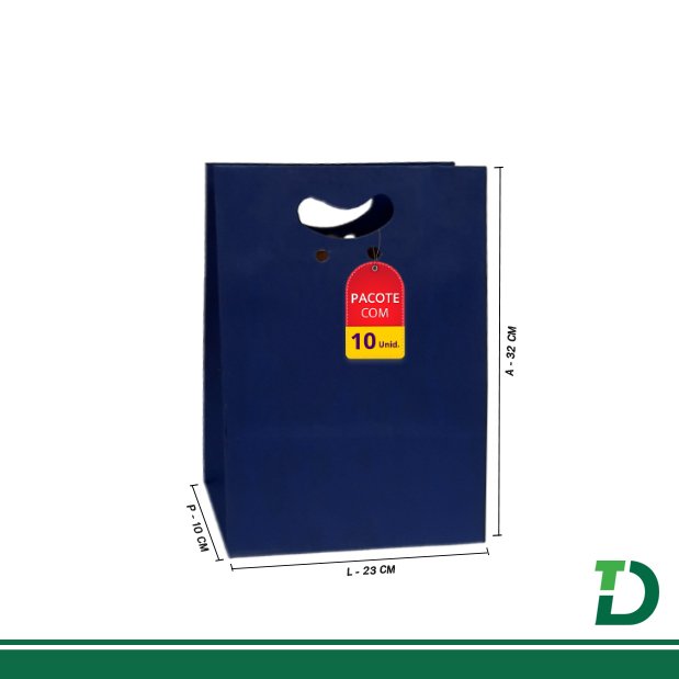 Sacola Kraft Boca de Palhaço Azul Ref: 002-BPA Pacote c/ 10 Unid.