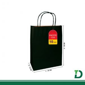 Sacola Kraft Preta Ref: 002-P Pacote c/ 10 Unid.
