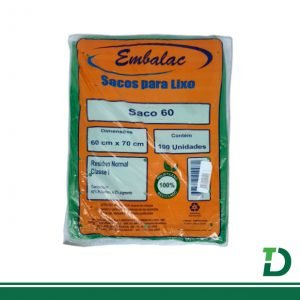 Saco de lixo Embalac 60 Litros Verde com 100 unidades